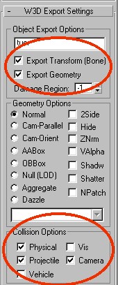W3D Collision Settings