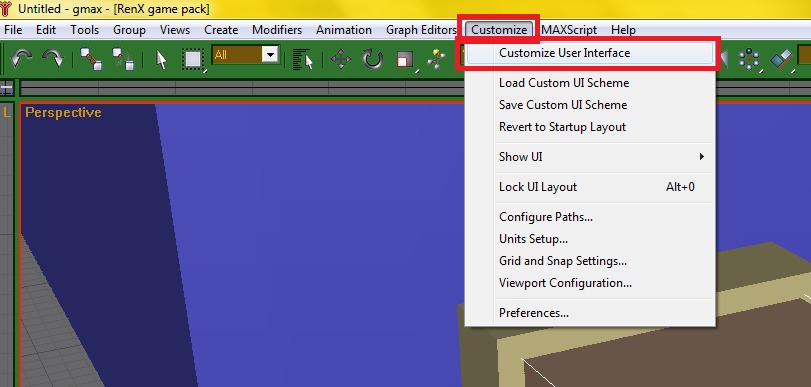Customize User Interface menu