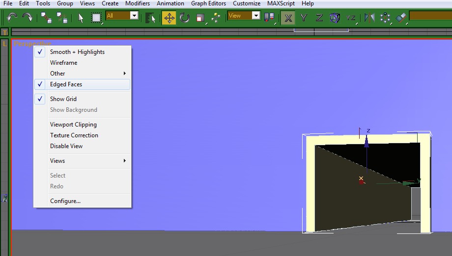Edged faces enabled in the viewport